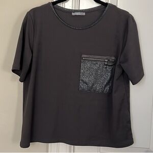 Zara front pocket short sleeve top